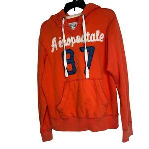 Y2K 2000s Aeropostale Men's Orange Hoodie Sweater